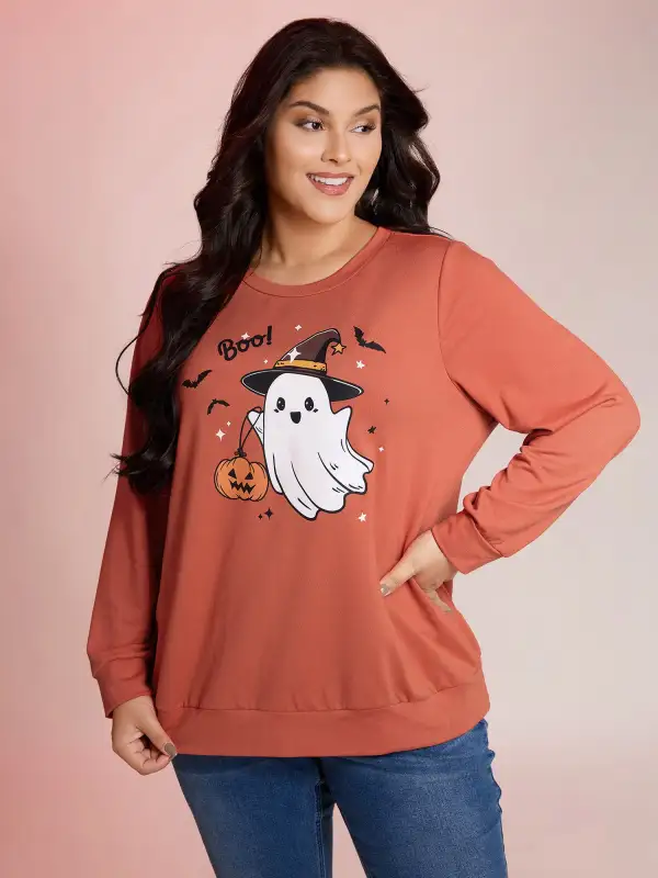 Cozy Hauntings Stretchy Hem Sweatshirt