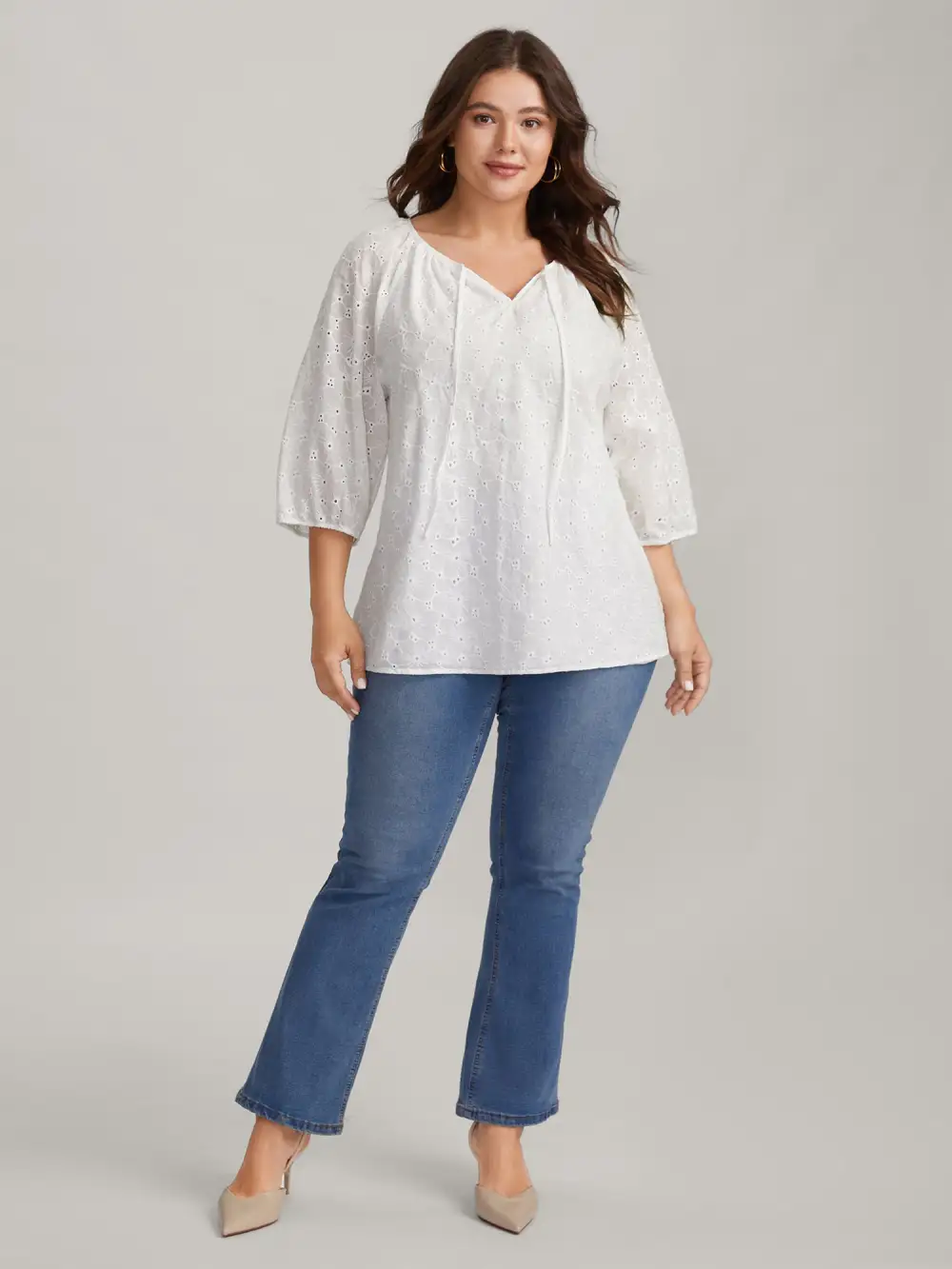 Pure Cotton Eyelet Texture Blouse