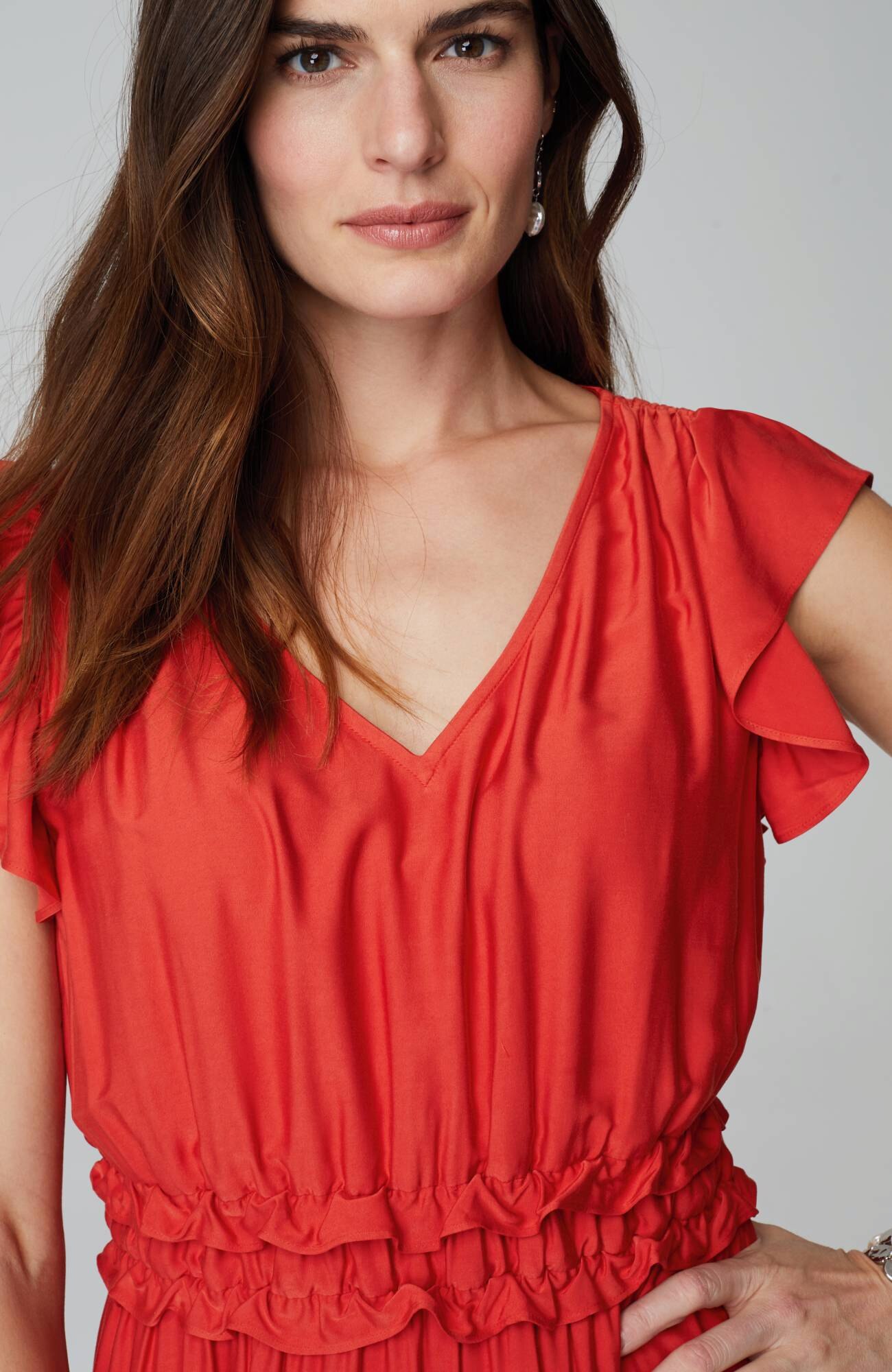 Elevated Ruffle-Trimmed Midi Dress
