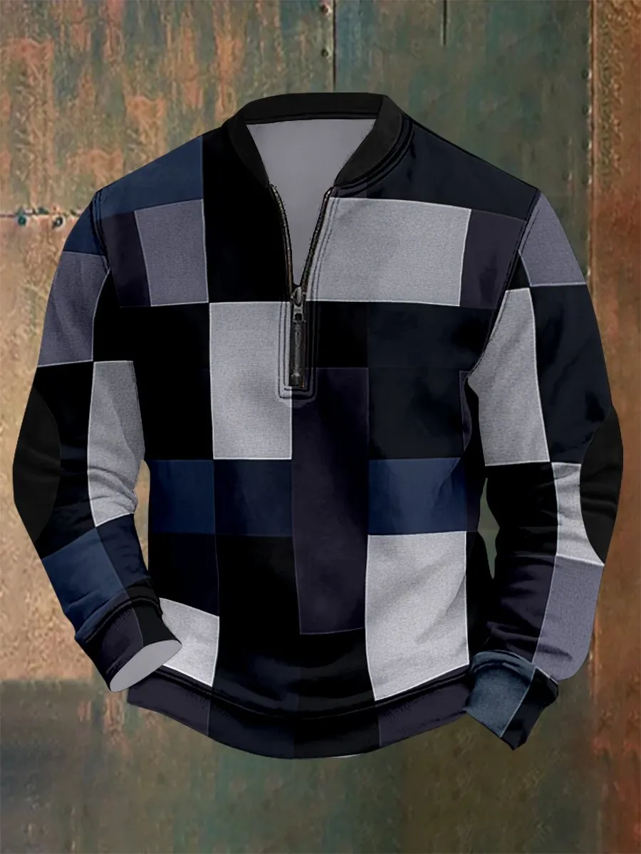 Men's Vintage Geometric Style Print Sweatshirt