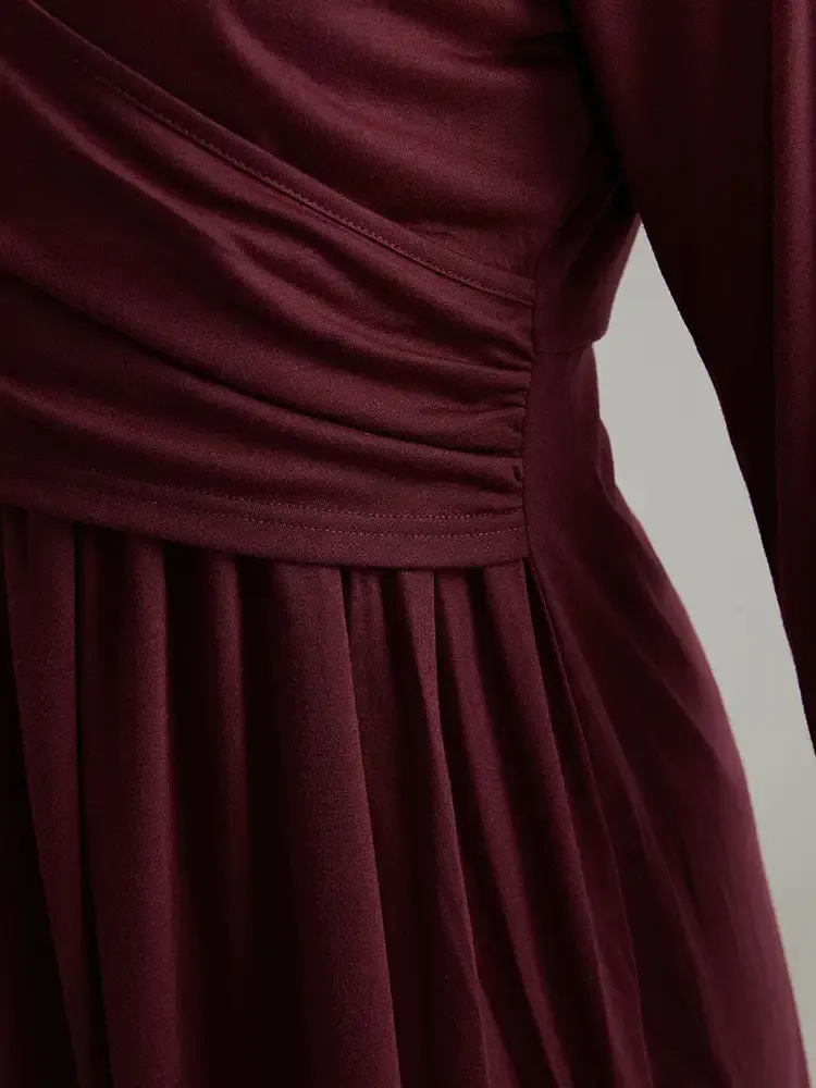 Solid Crossover V Neck Ruffle Hem T-Shirt