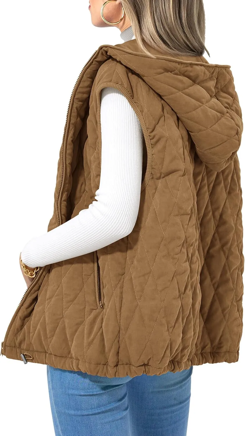 Women's Casual Hooded Zip-Up Vest Jacket
