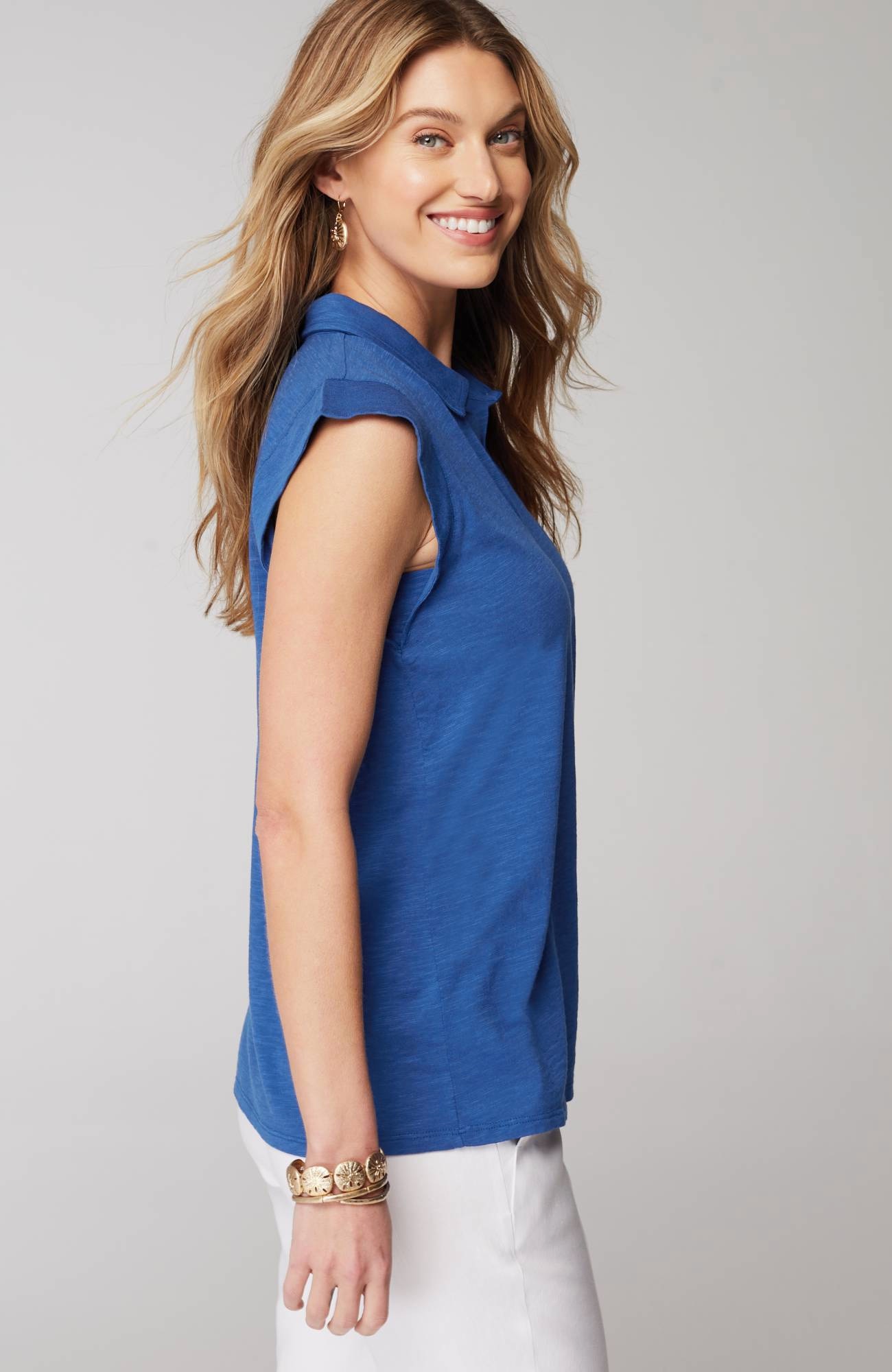 Sleeveless Button-Front Top