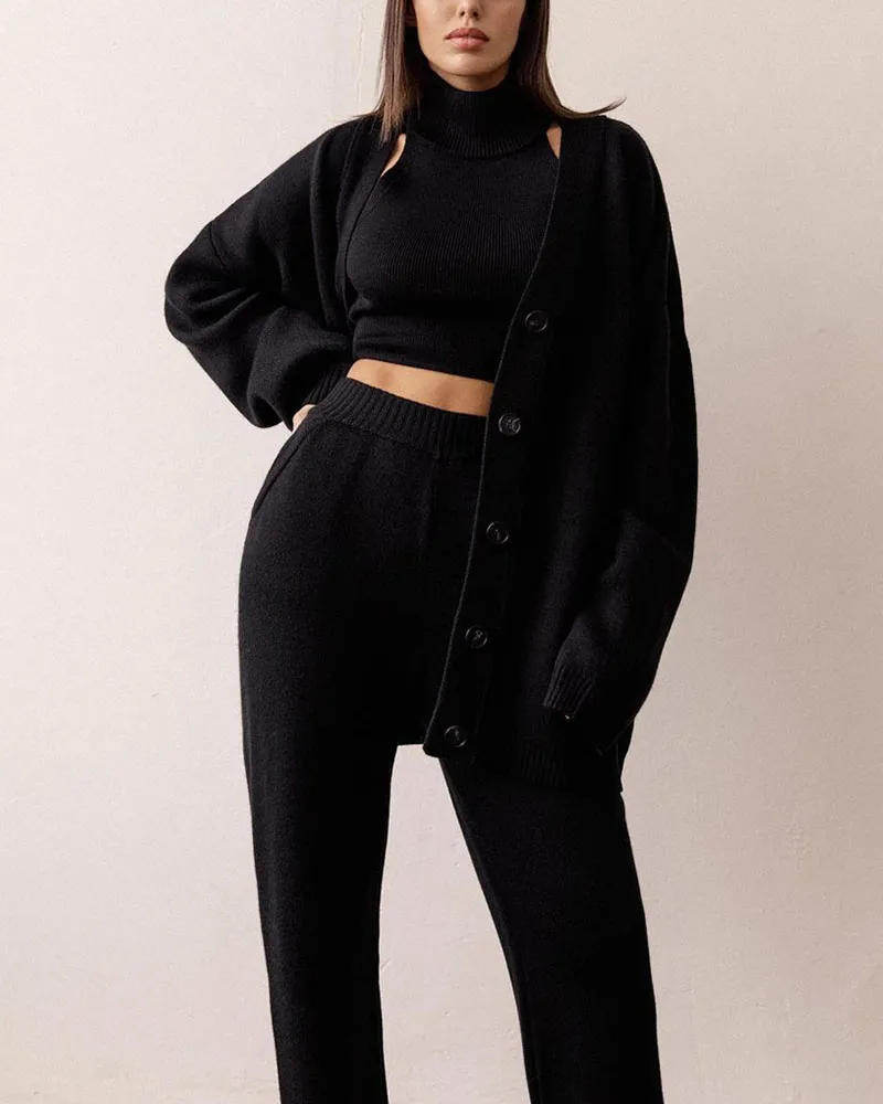 Casual Knitted Three Piece Set