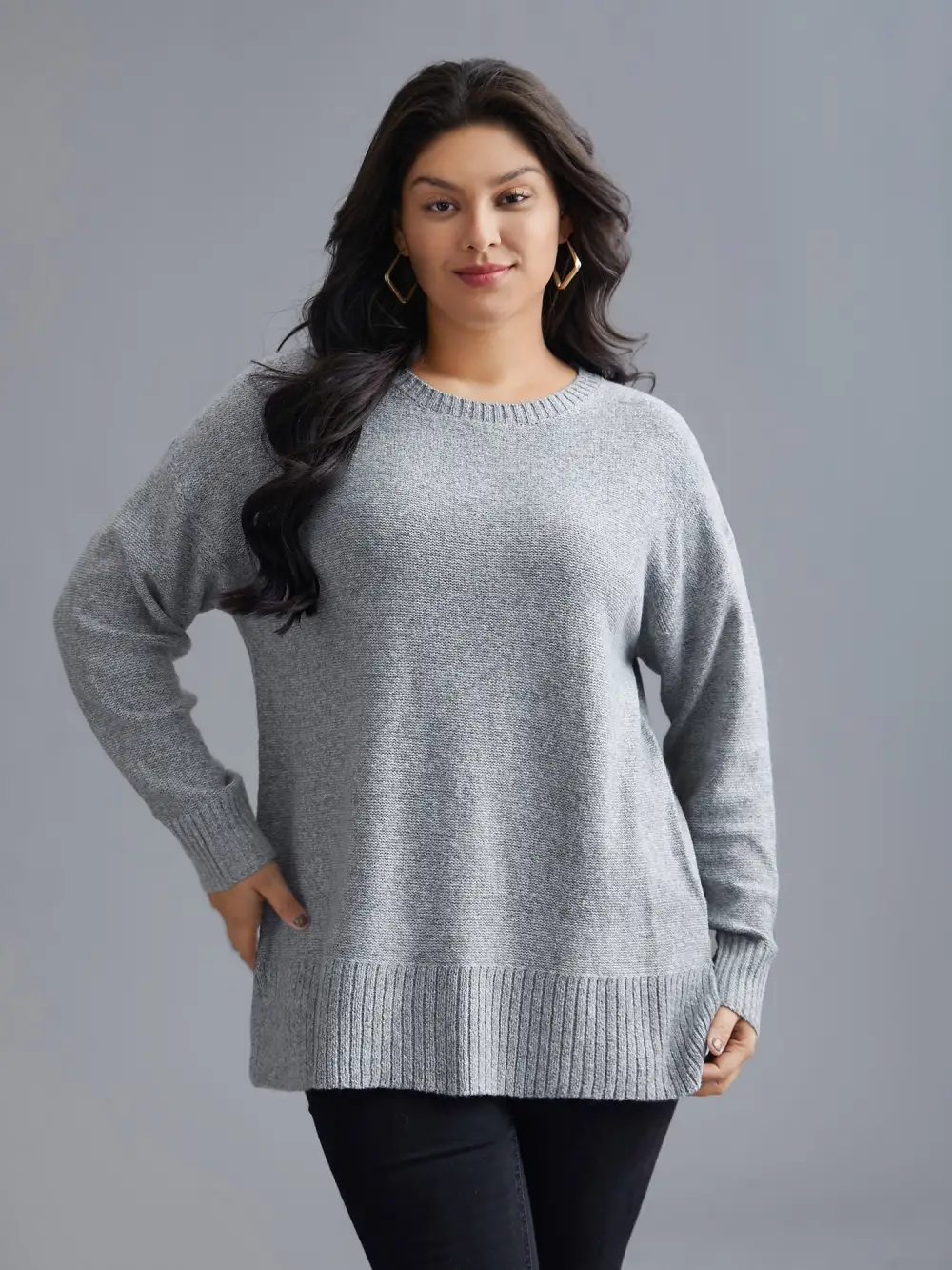 Texture Bowknot Cut Out Slit Hem Pullover