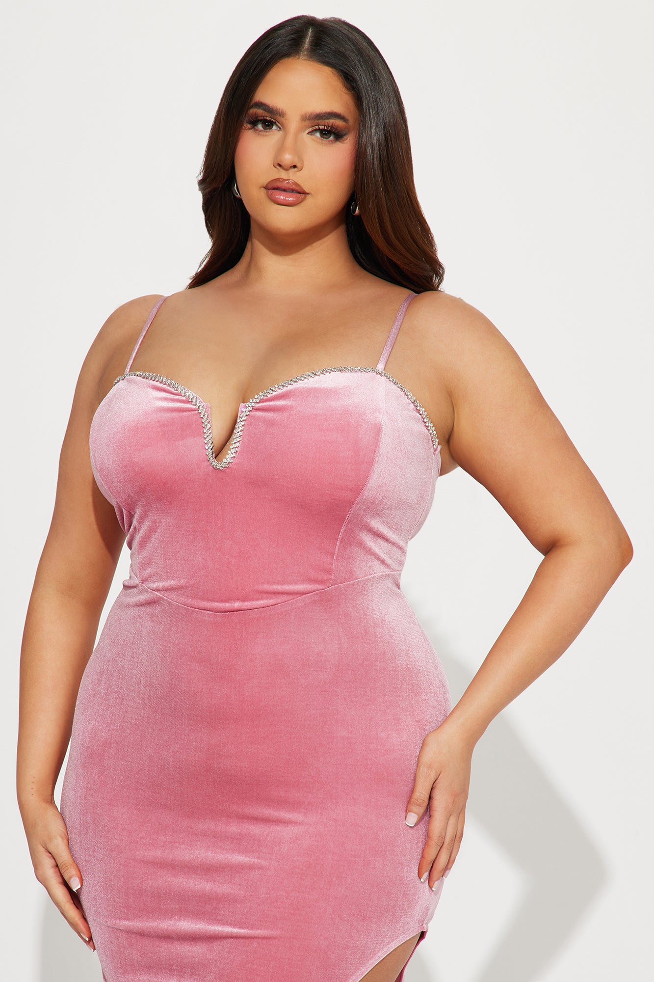Jessica Embellished Velvet Midi Dress - Mauve