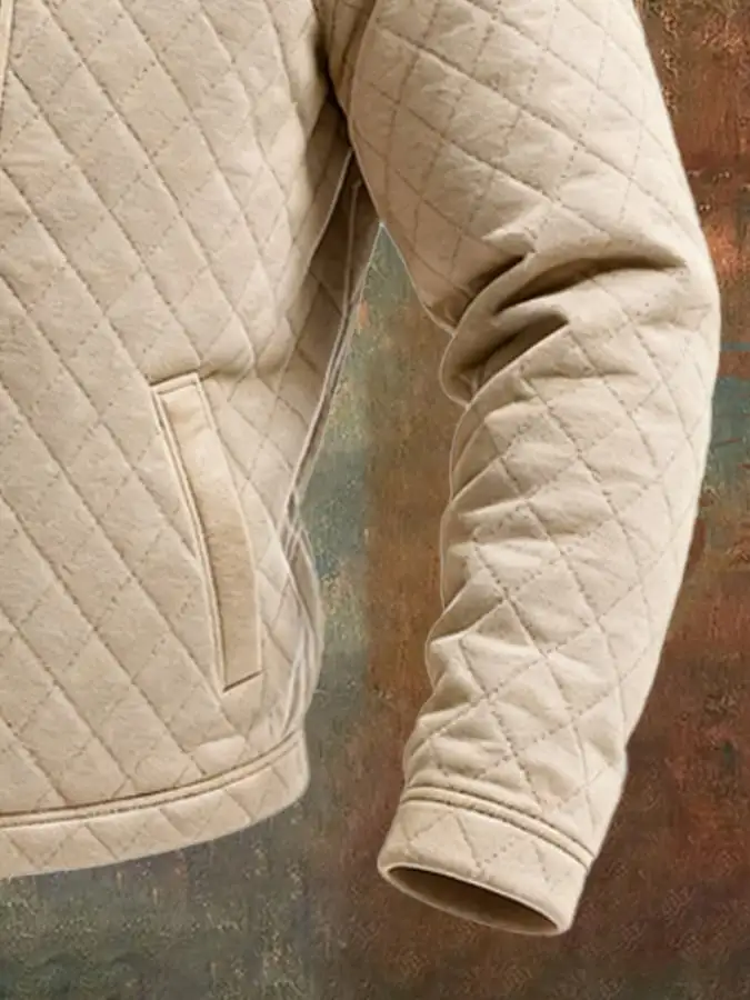 Men's Vintage Quilted Padded Warm Multi-Pocket Outdoor Jacket