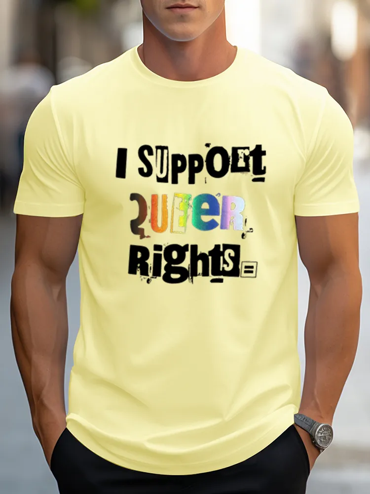 I Support Queer Rights T-Shirt Pure Cotton Round-Neck Short-Sleeved Shirt