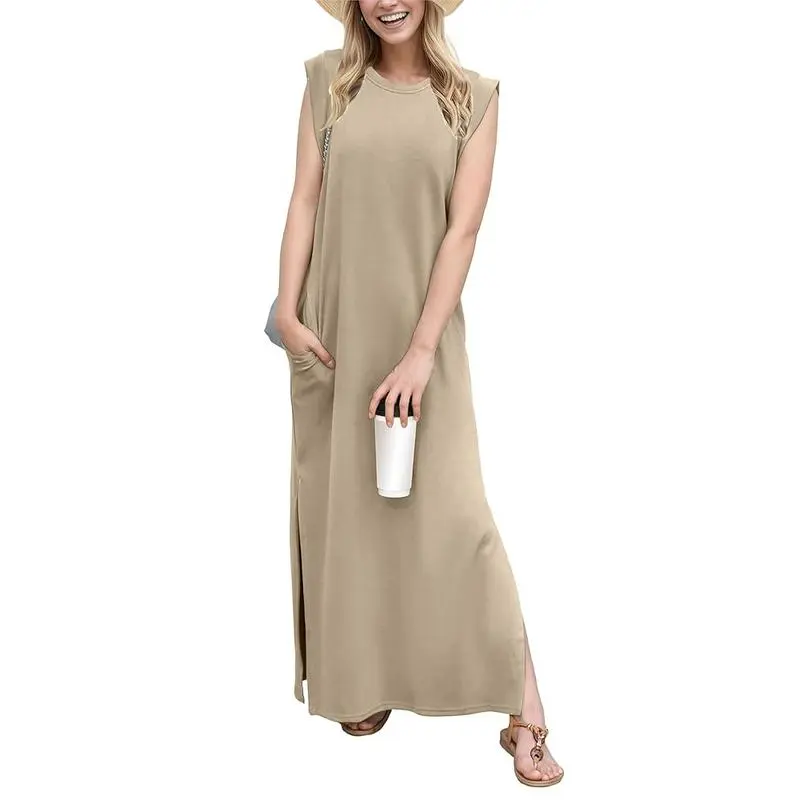 Women's Summer Maxi Dress with Pockets – Wrinkle-Free, Casual & Comfy