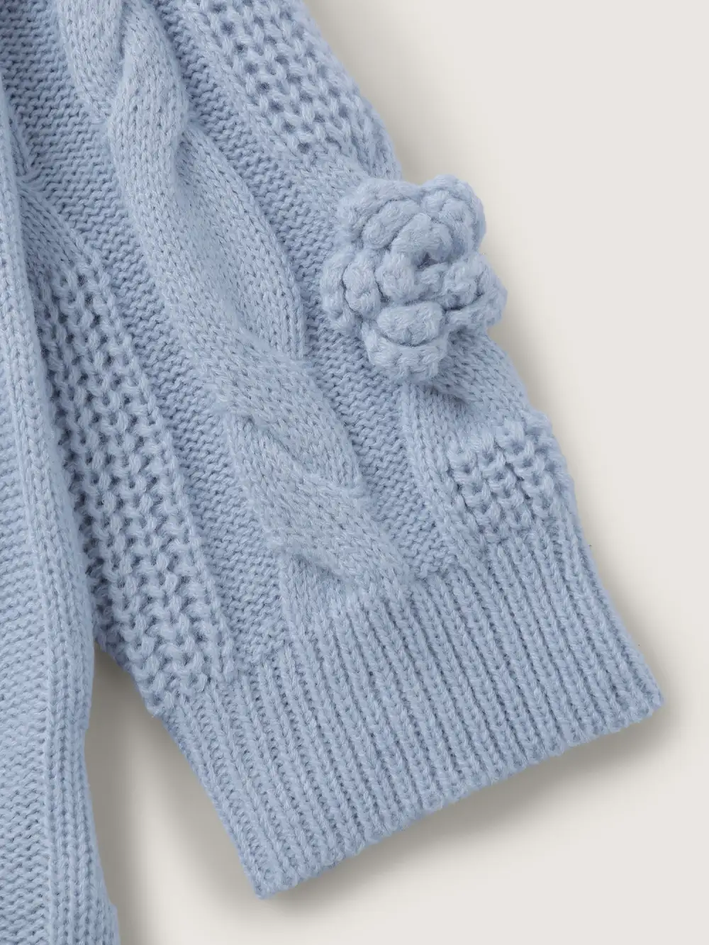 Twisted Texture Hand-Hooked Flowers Pullover