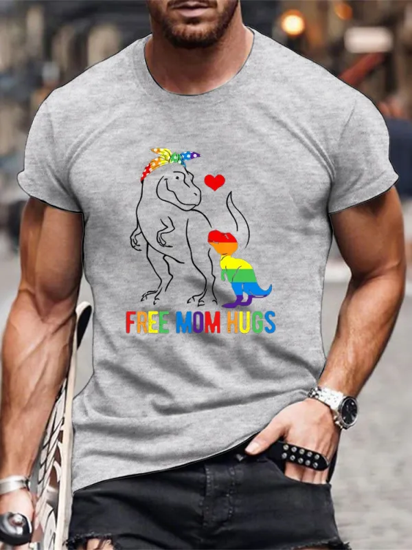 Men'S T-Shirt LGBT Free Mom Hugs Dinosaur Rex Mamasaurus Ally Rainbow Flag T Shirt