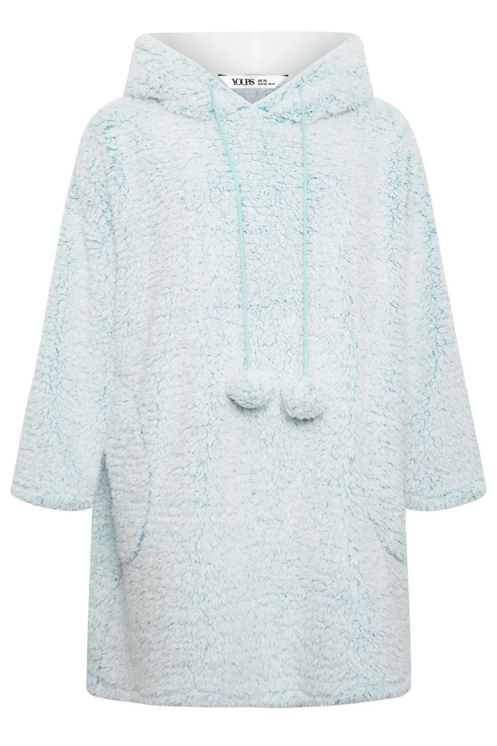 YOURS Curve Light Grey Teddy Drawstring Snuggle Hoodie