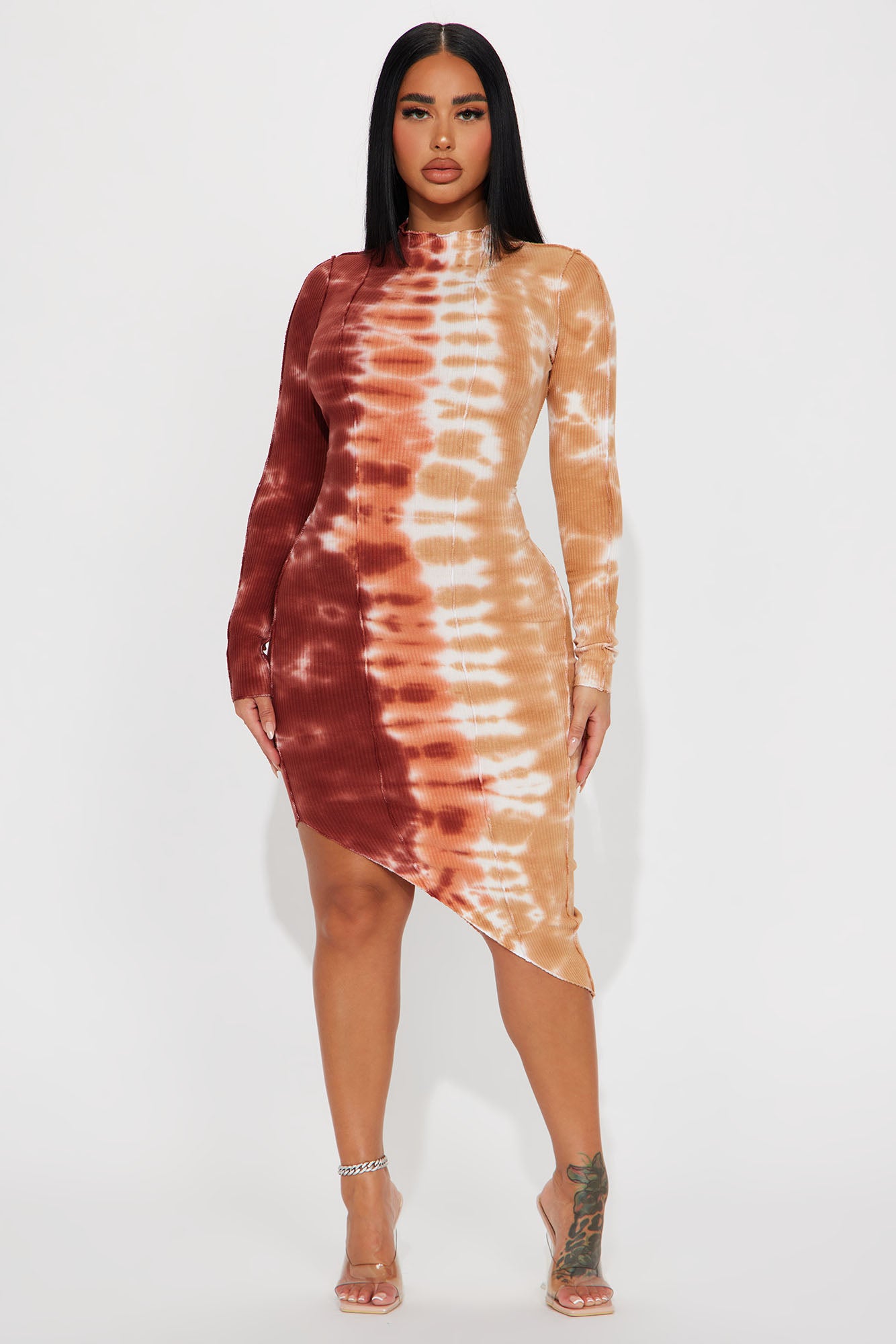 Rene Tie Dye Midi Dress - Chocolate/Combo