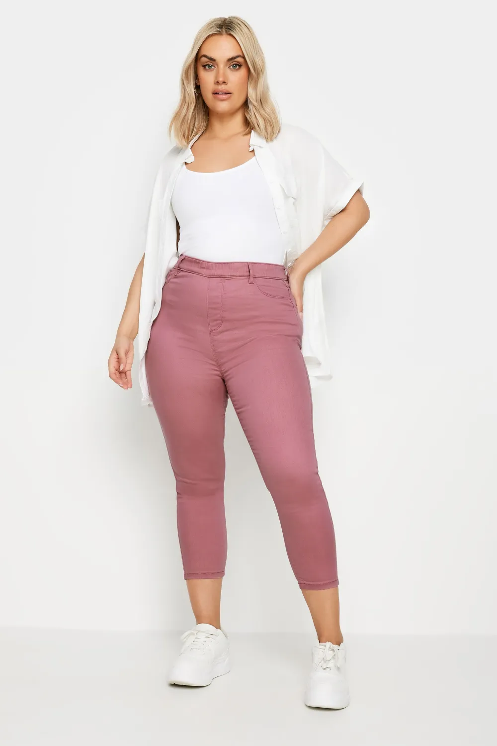 YOURS Curve Rose Pink Cropped Stretch GRACE Jeggings