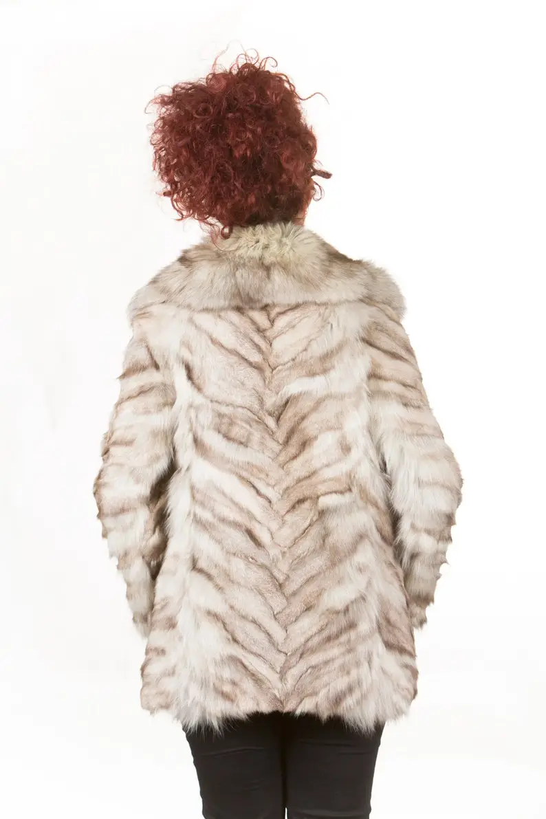 Silver Blue Paws Fox Fur Coat Fox Collar Full Length