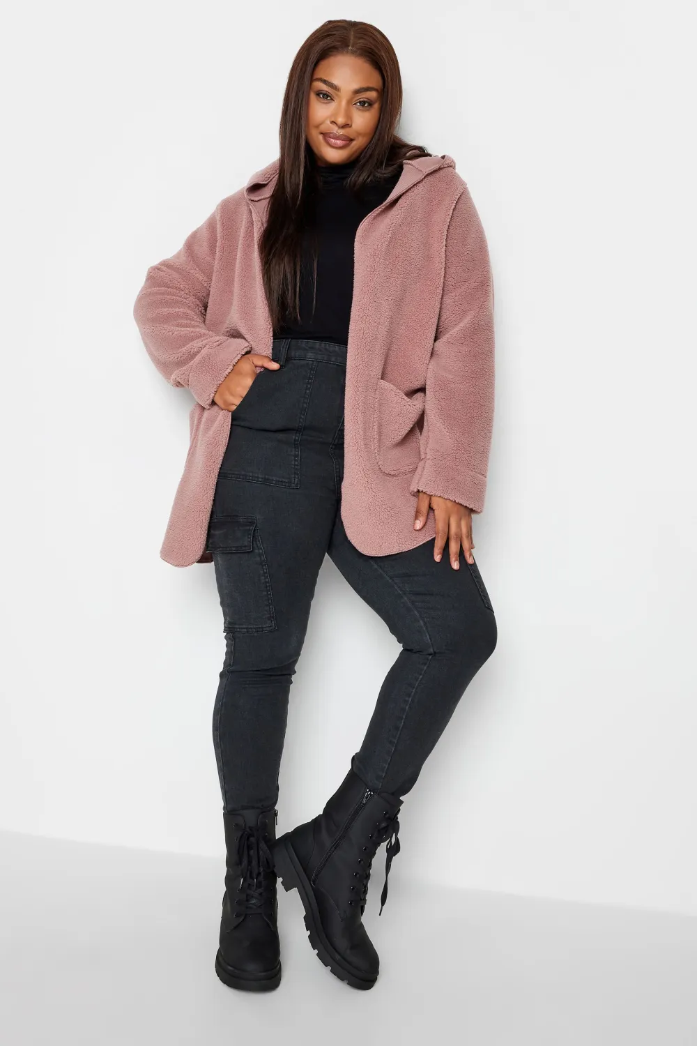 YOURS Curve Brown Teddy Hooded Jacket