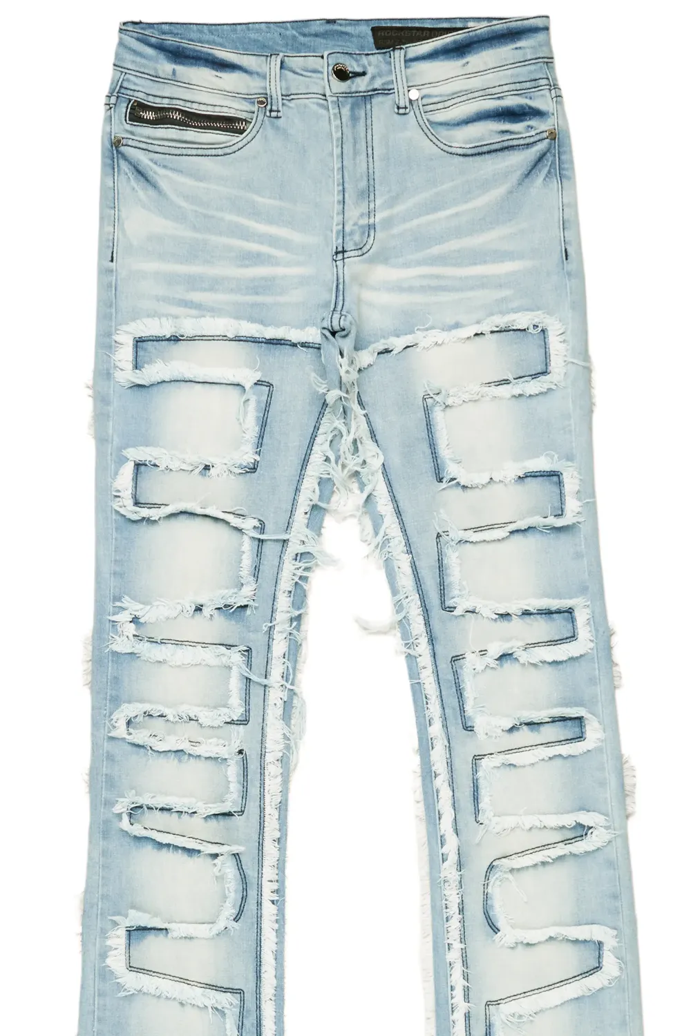 Hallie Blue Wash Super Stacked Flare Jean