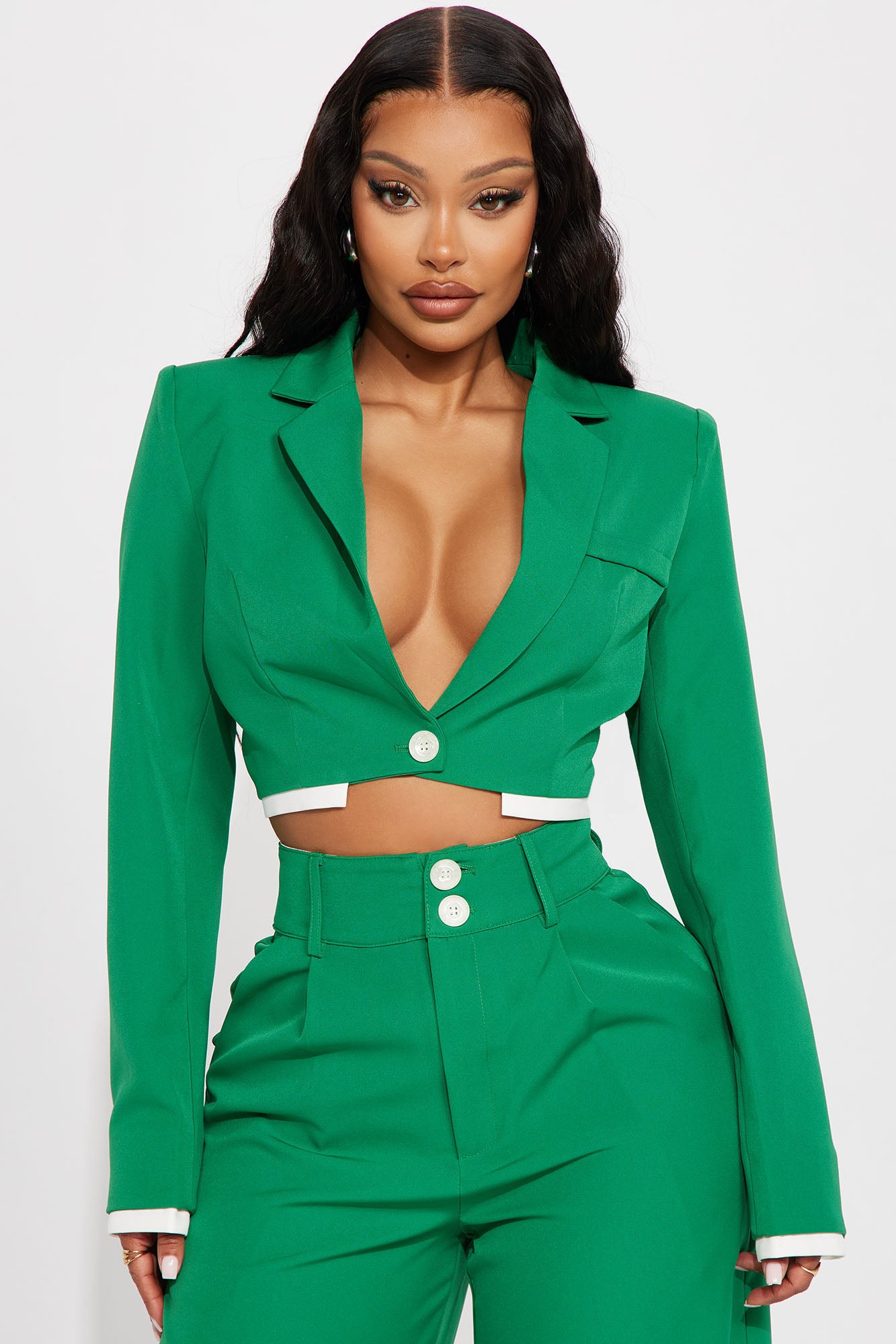 Fashionably Late Pant Set - Green