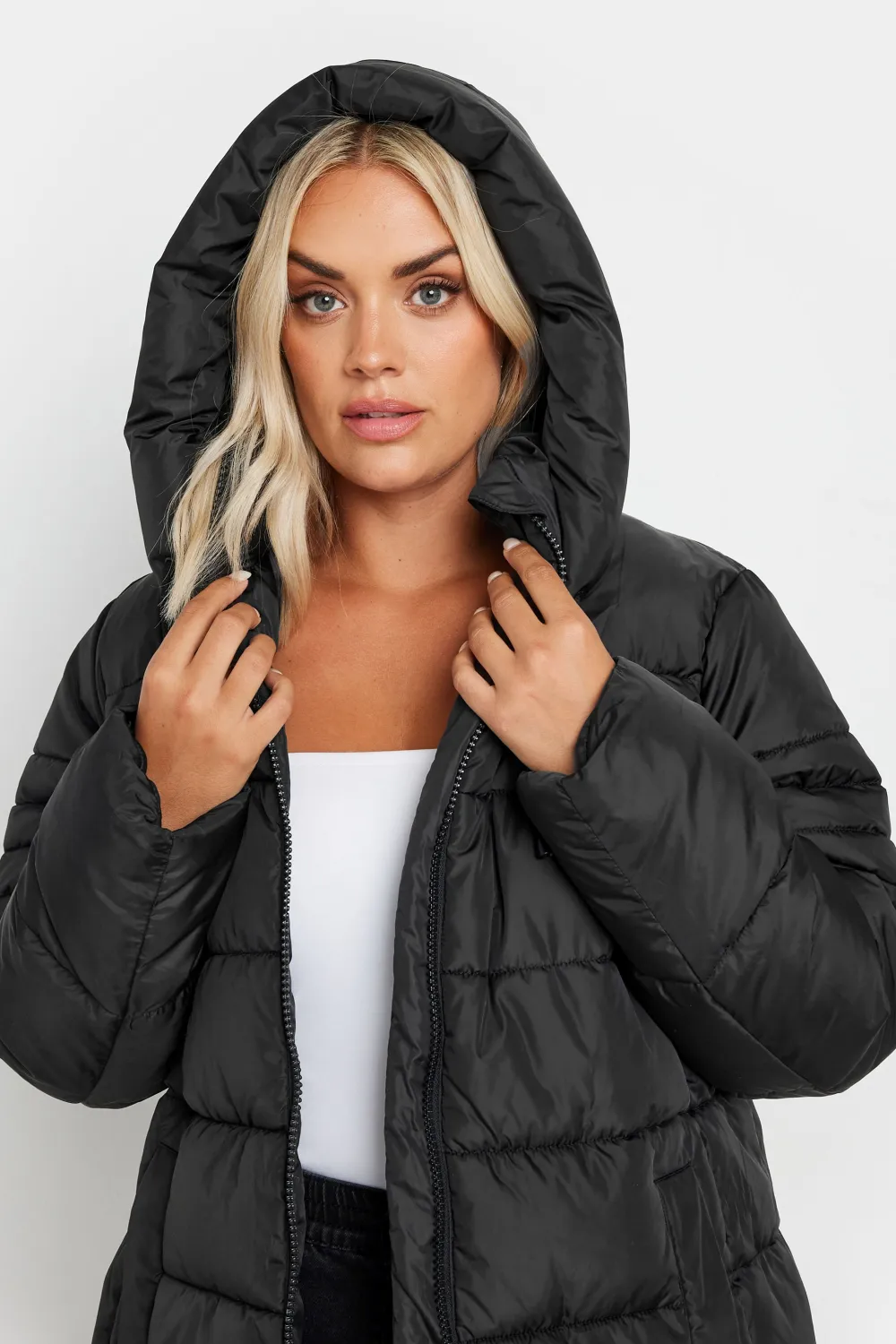 YOURS Curve Ivory White Sporty Puffer Coat