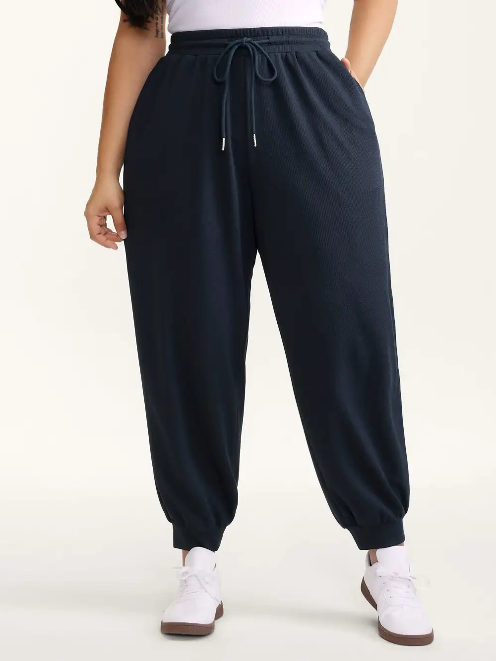 Textured Waist Drawstring Jogger Pants