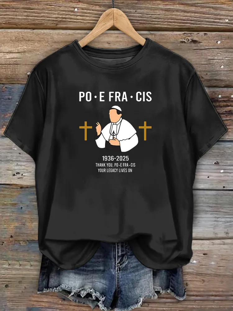 Women's 1936-2025 Thank You PF Your Legacy Lives On Print Short Sleeve Round Neck Cotton T-Shirt