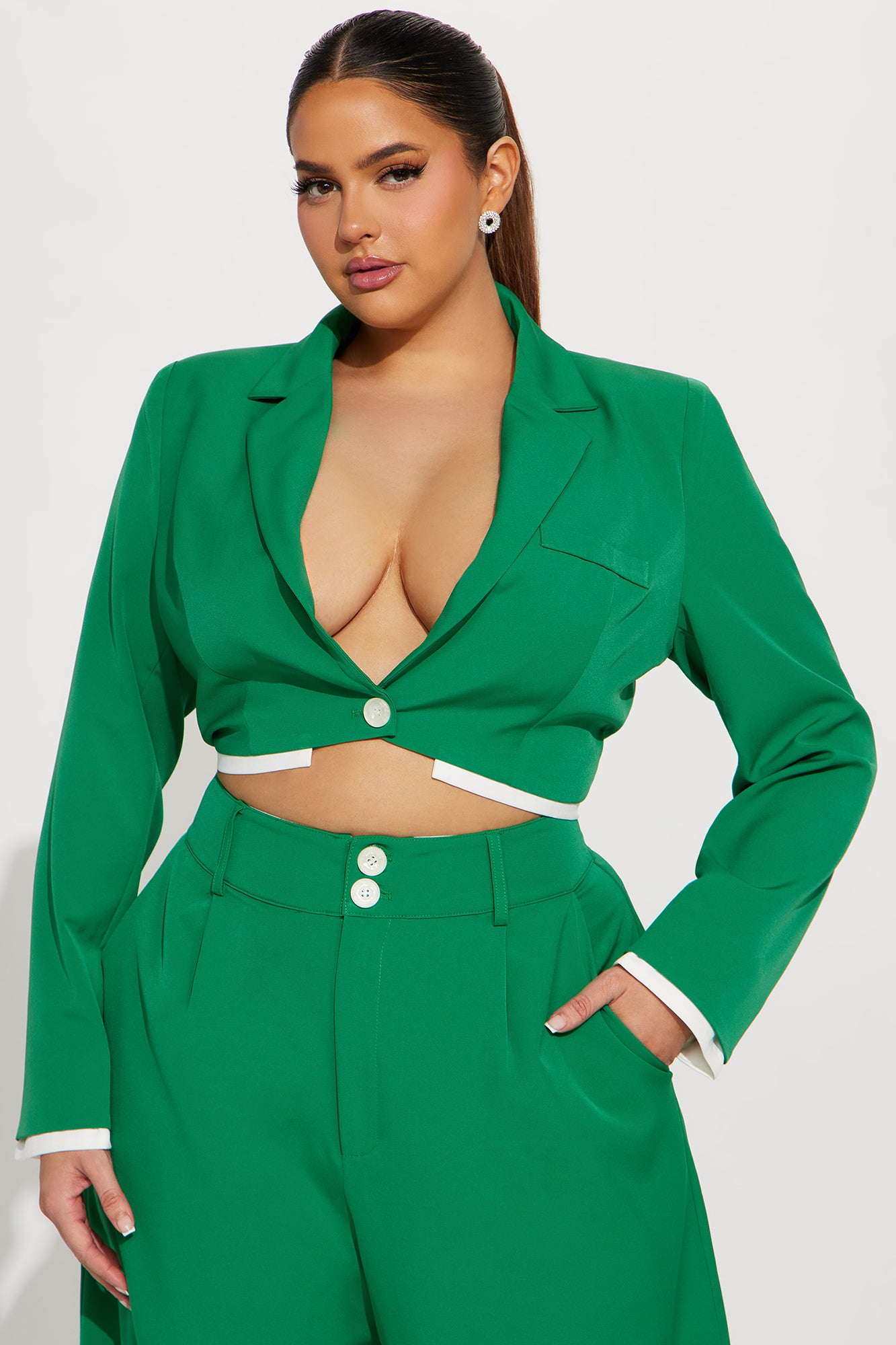 Fashionably Late Pant Set - Green