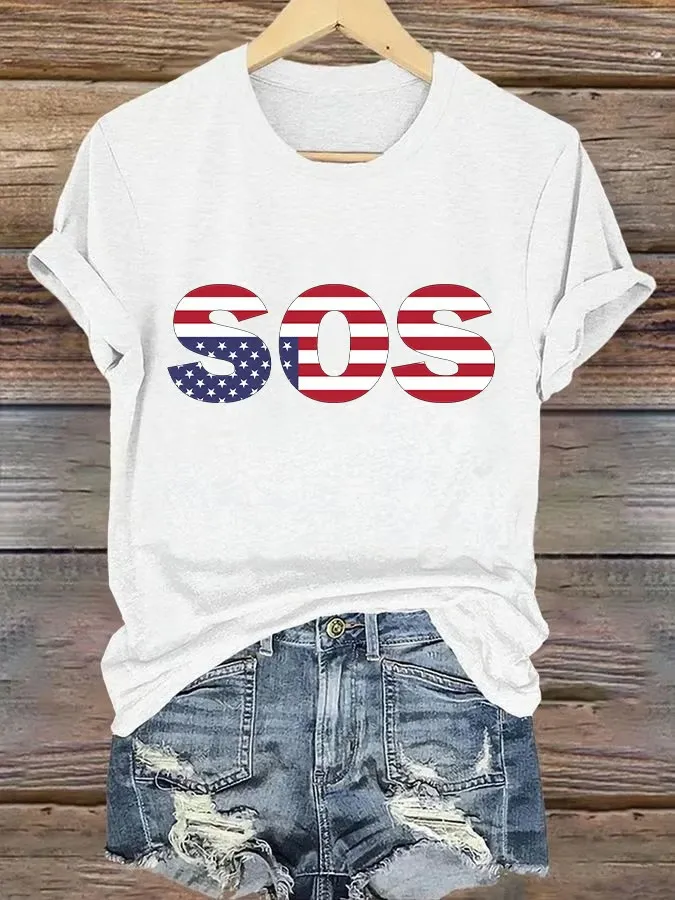 Retro SOS Print T-Shirt