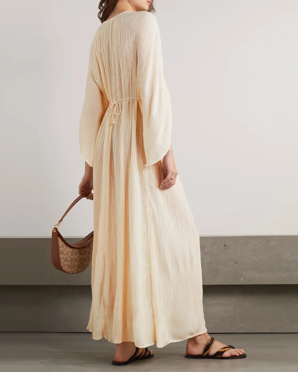 Alessia belted silk and bamboo-blend crepon maxi dress