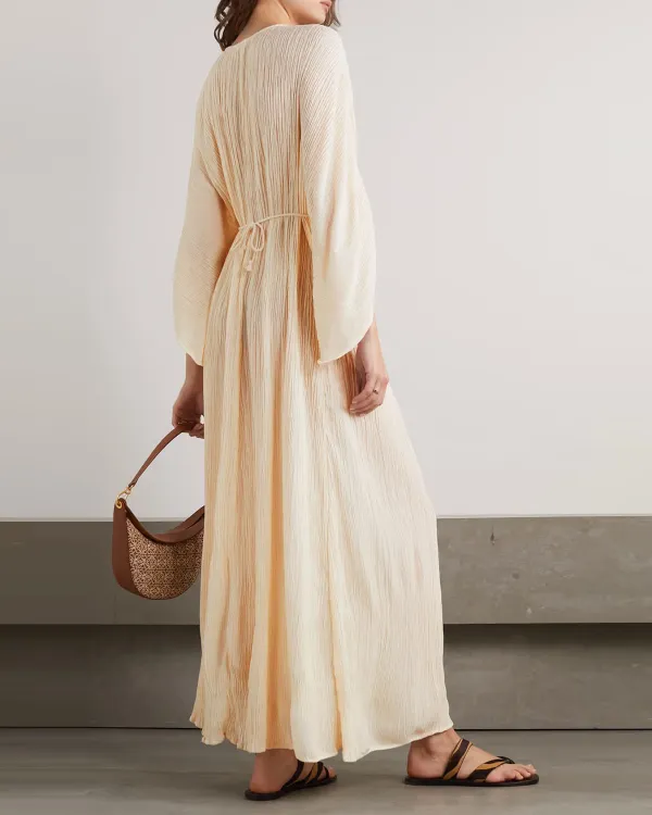 Alessia belted silk and bamboo-blend crepon maxi dress