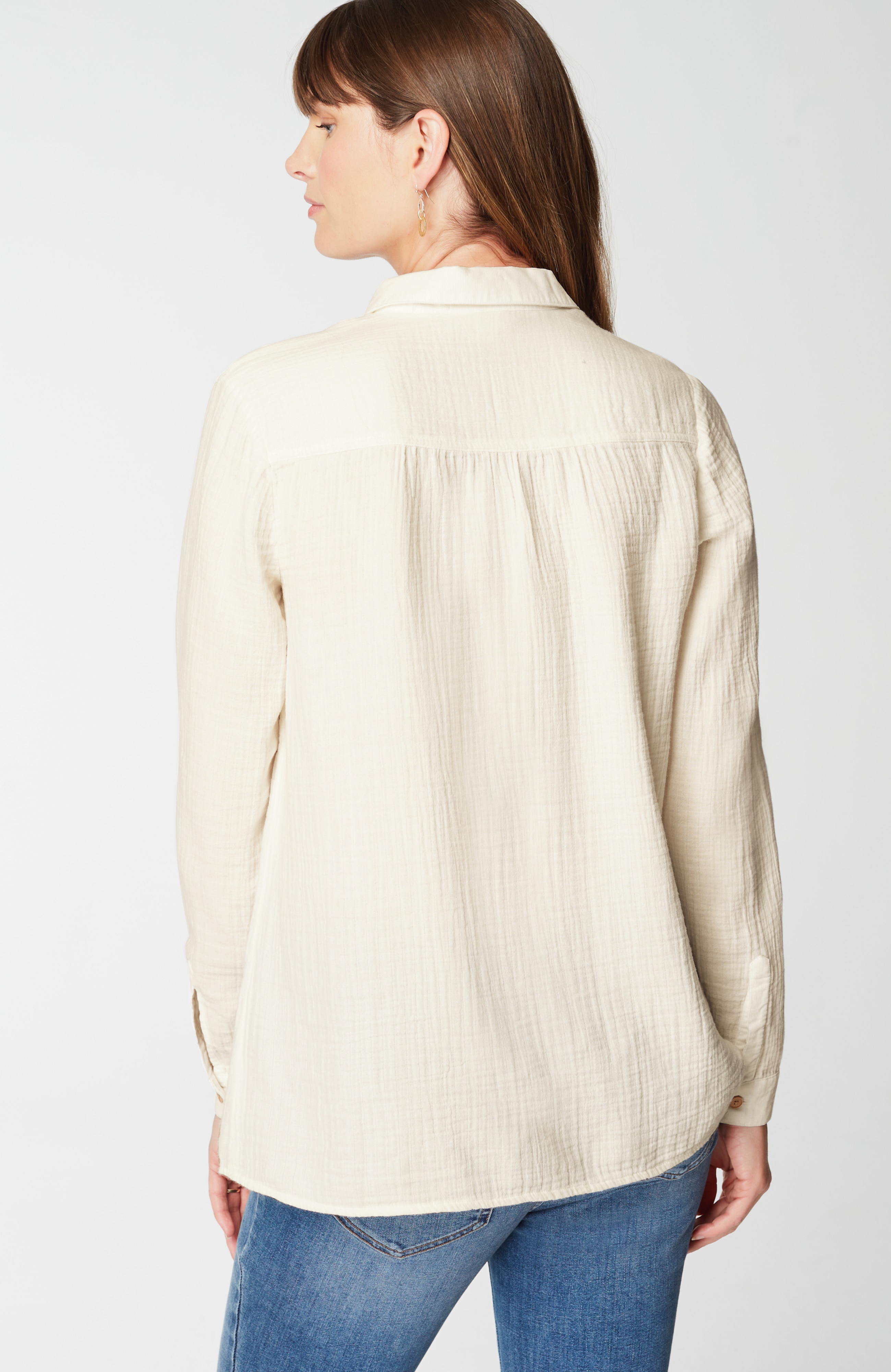 Cotton-Gauze Mixed-Media Shirt
