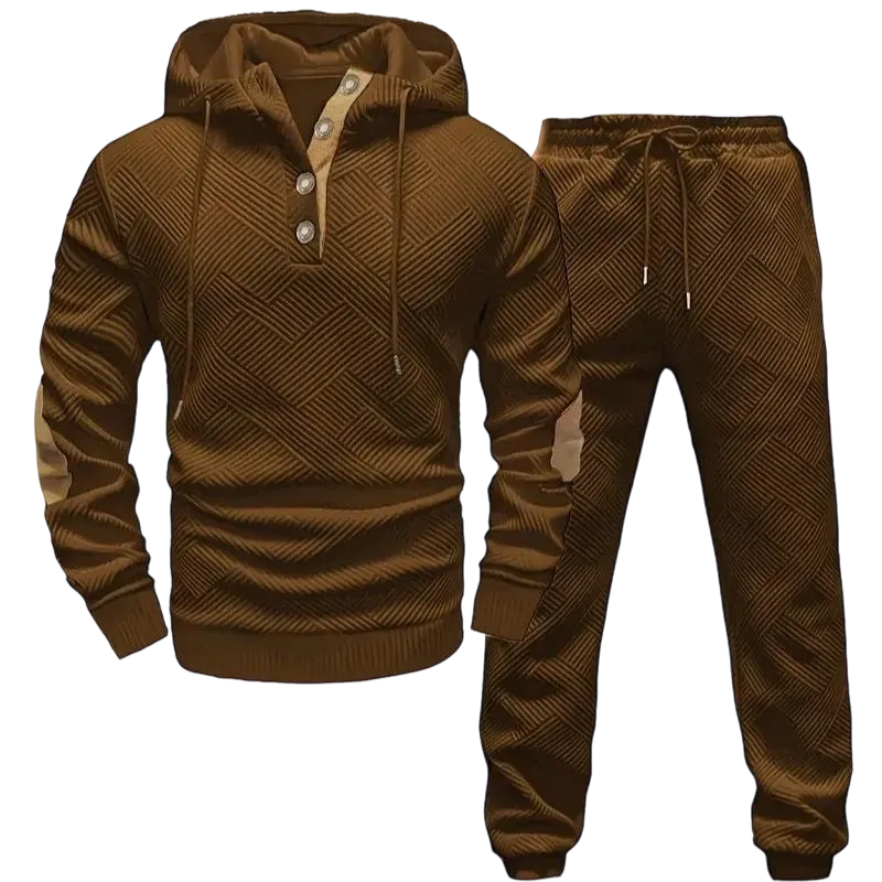 Men's Knitted Jacquard Casual 2-Piece Sweat Set