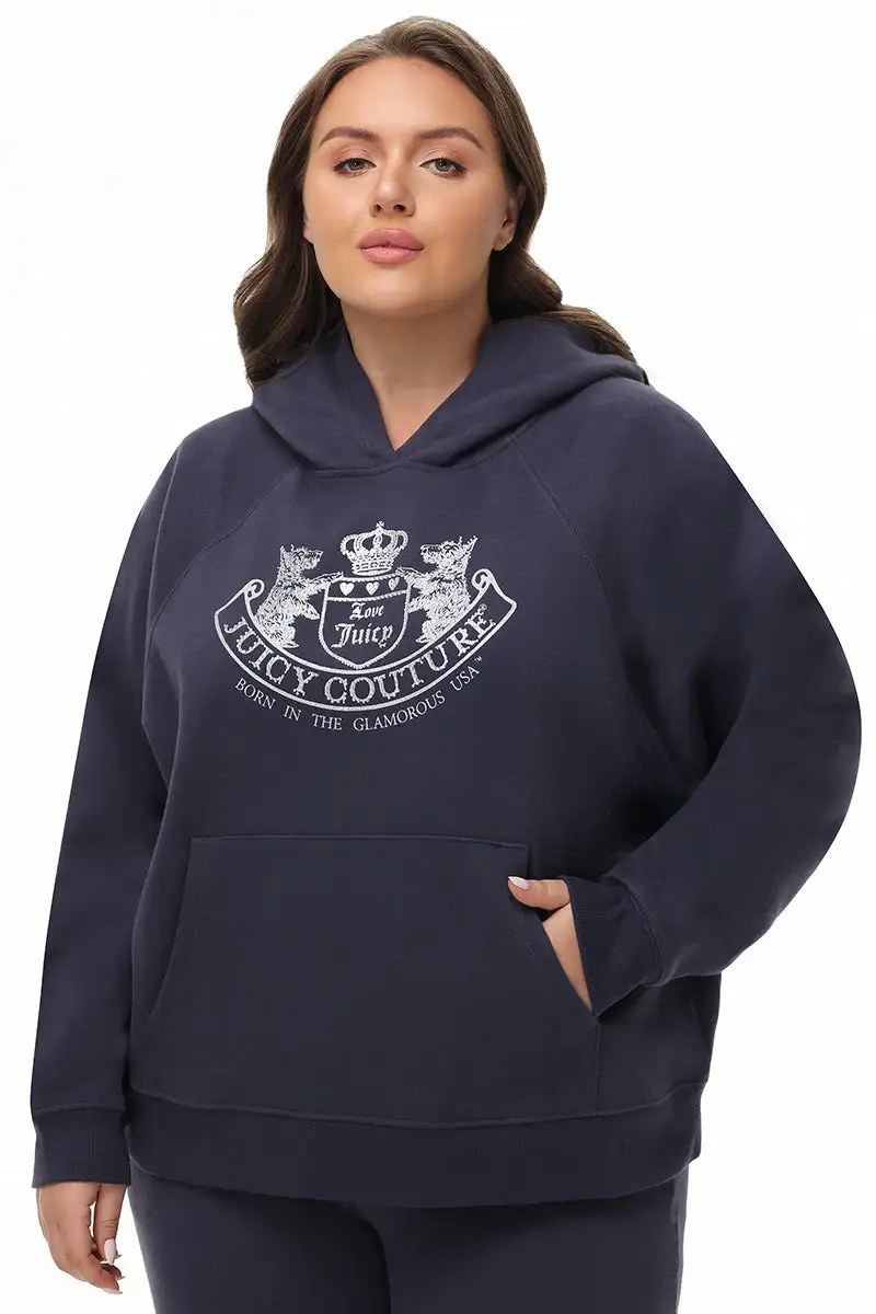 Plus-Size Oversized Fleece Scottie Dog Hoodie