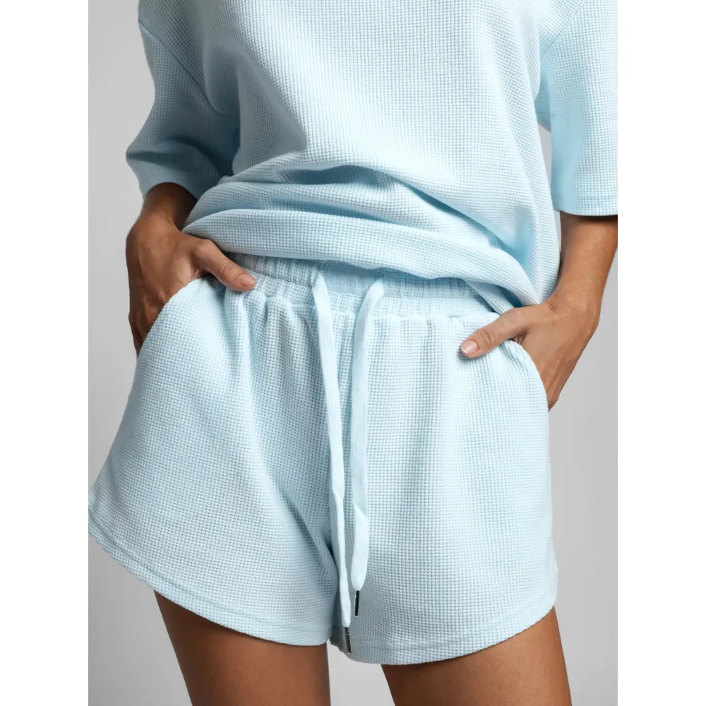 🔔🔔🔔🔔🔔🔔🔔🔔🔔🔔🔔🔔Last Few Hours – Act Fast ! Women's Textured Waffle Knit Lounge Shorts With Drawstring