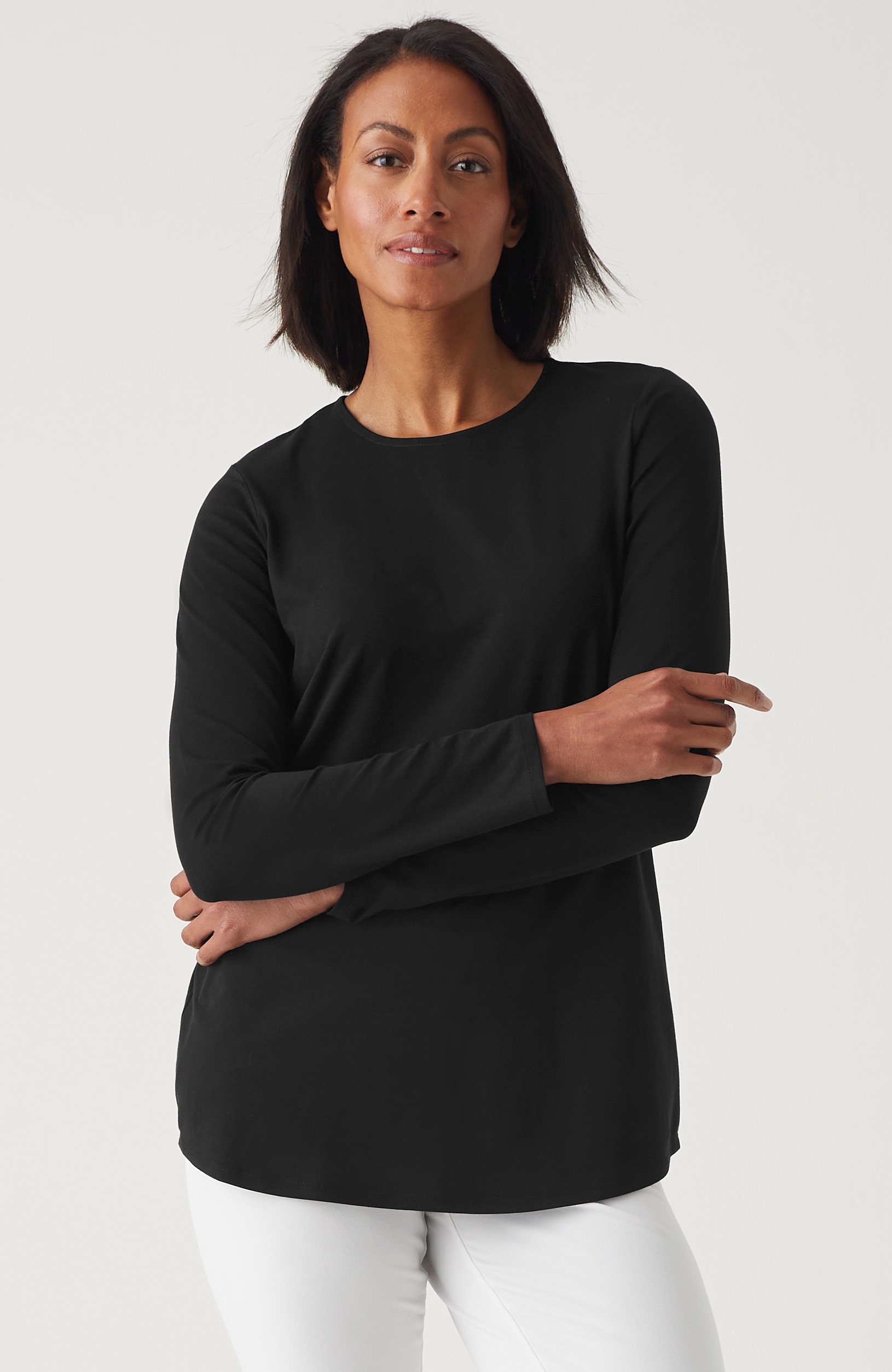 pure jill long-sleeve shirttail tee