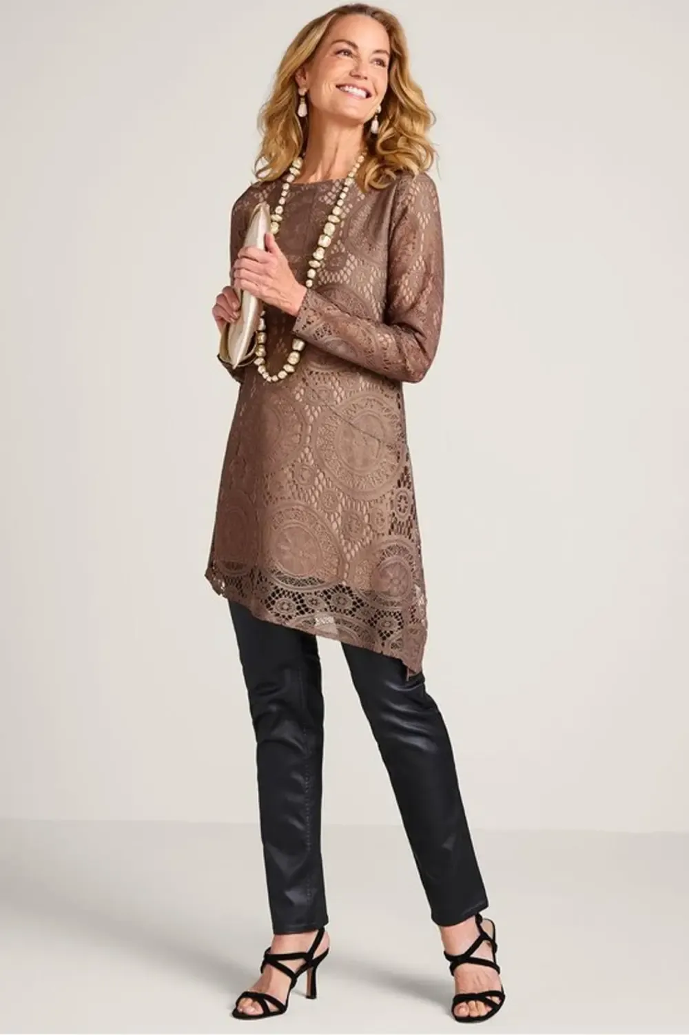 Lace Interlude Long Sleeve Tunic Top