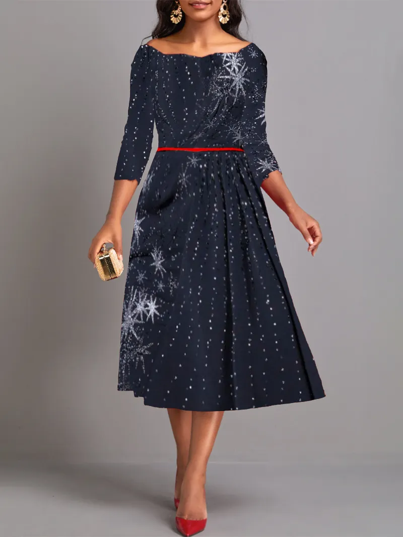 Elegant embroidered dress cocktail dress waist waist loose swing dress dress