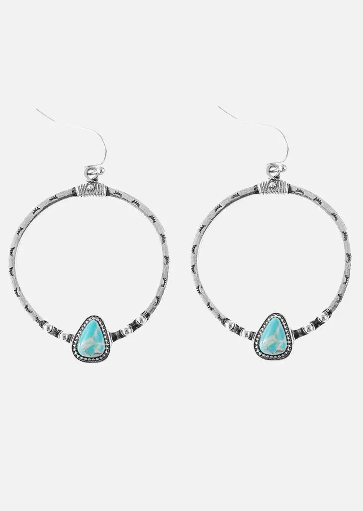 Turquoise Dangle Drop Hook Earrings