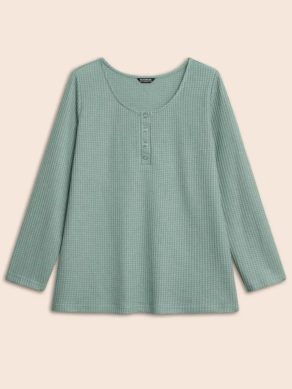 Solid Waffle Knit Round Neck T-Shirt