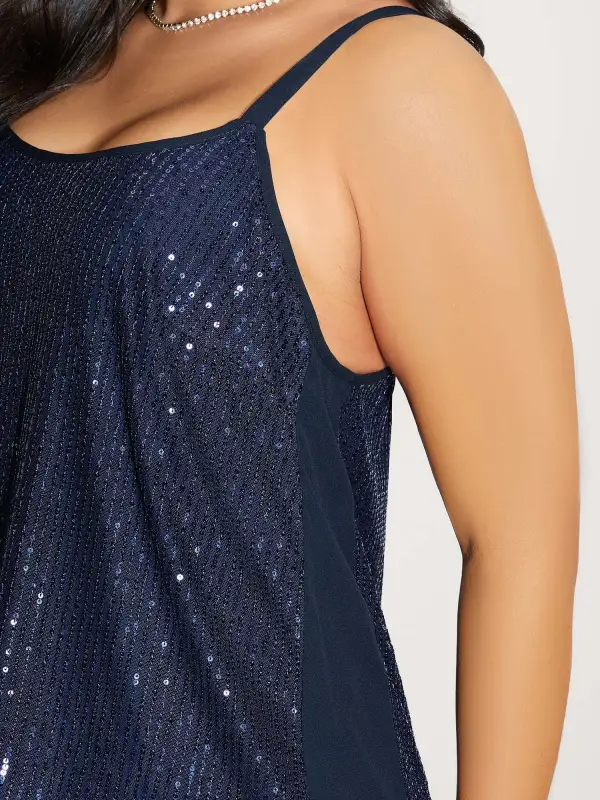 Shimmery Sequin Flowy Tank Top