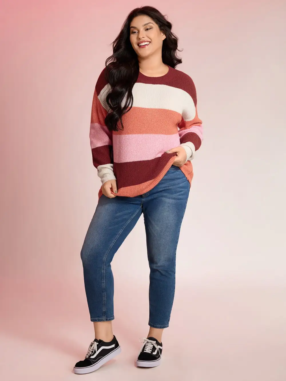 Supersoft Superstretchy Color Stripe Textured Pullover