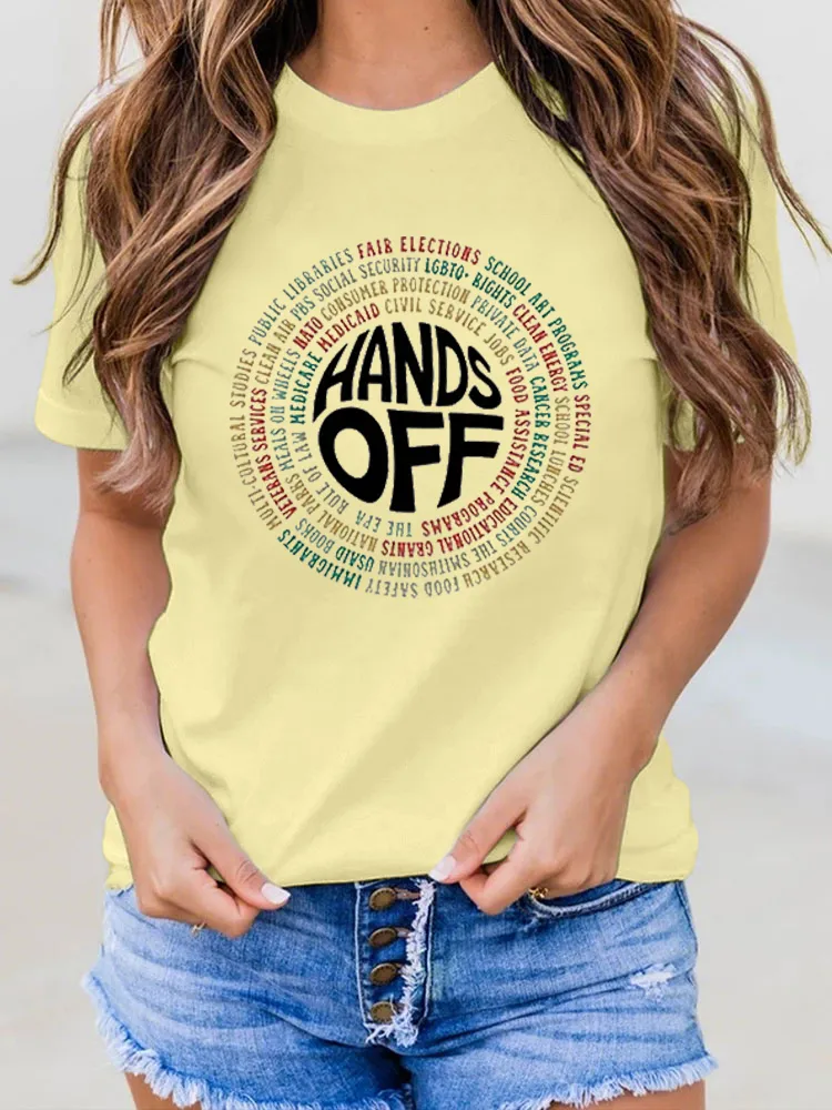 Women'S Fdt “Hands Off ” Print Casual T-Shirt