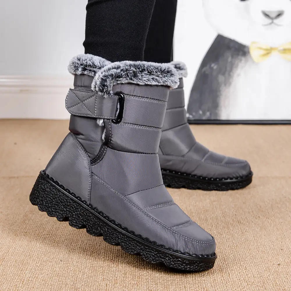 New fur collar imitation rabbit hair high tube cross-border warmth women's snow boots velcro waterproof women's boots casual women's shoes