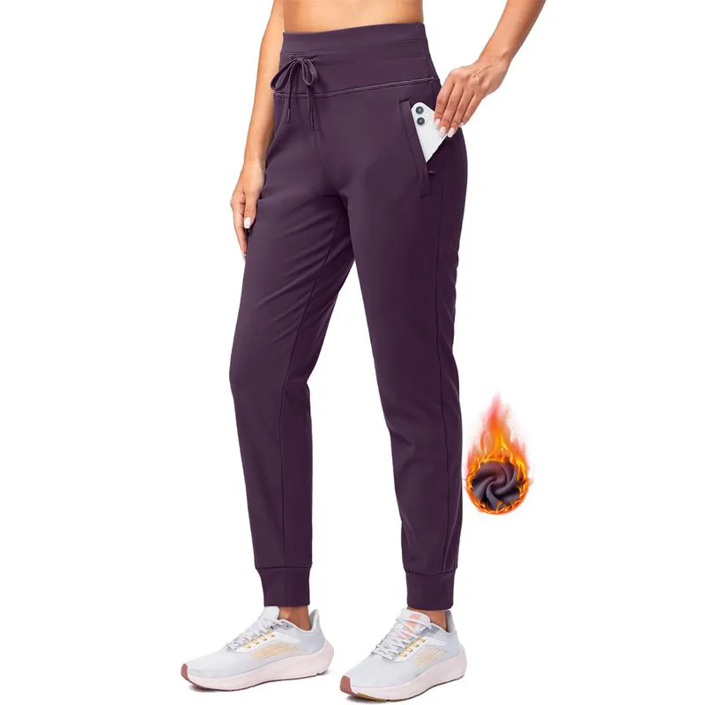 Women’s High-Waist Fleece Lined Joggers – Water-Resistant Warm Athletic Pants