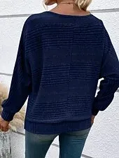 Women's Texture Blouse Blouse Plain Modern Casual Long Sleeve Crew Neck Regular Tops Daily Holiday Going out Black Wine Navy Blue Light Grey Gray Fall