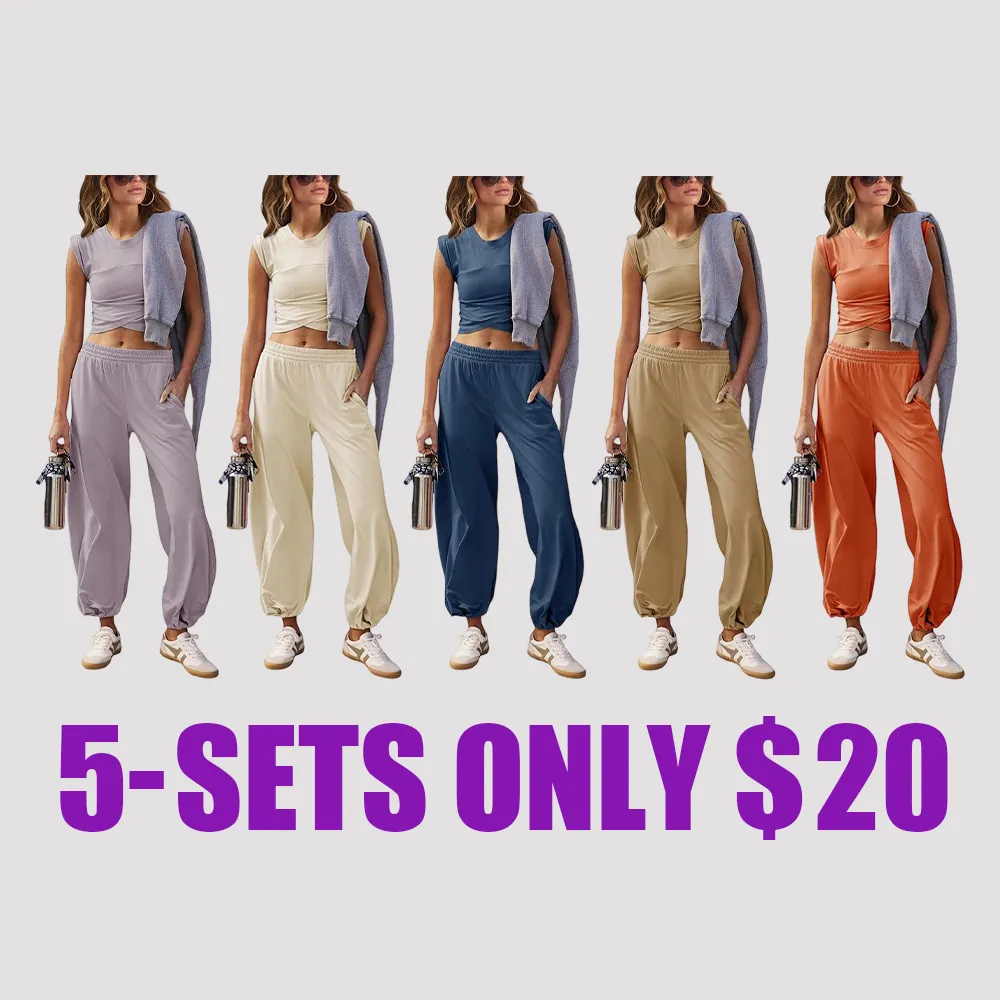 Women’s 2-Piece Tracksuit – Crop Top & Jogger Pants with Pockets | Minimalist Sportswear