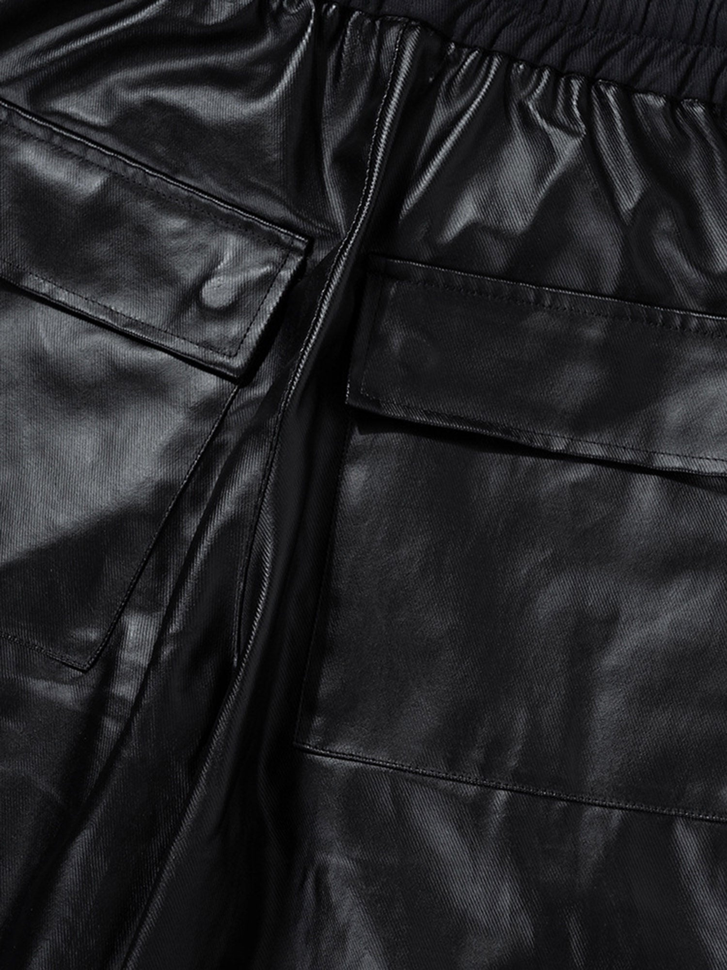 Workwear Leather Multi Pocket Flared Pants - 2094