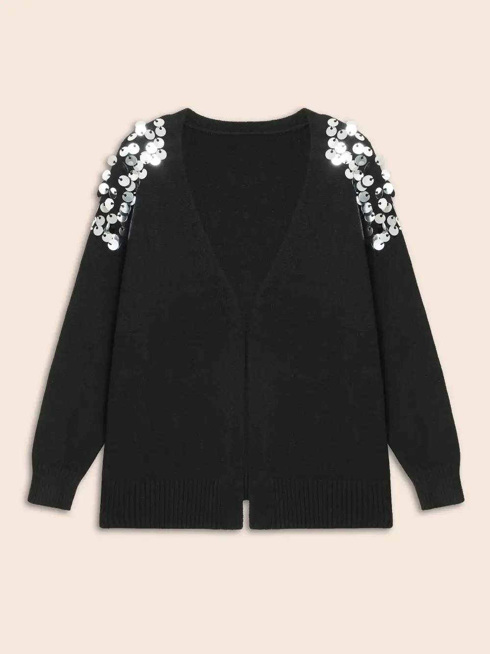 Supersoft Essentials Silver Sequins Shoulder Open Cardigan