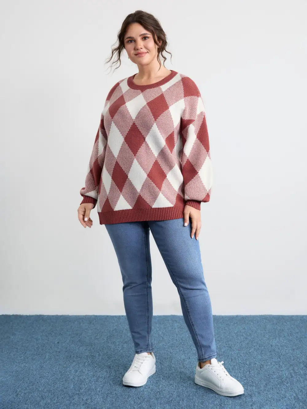 Checkered Color Contrast Pullover