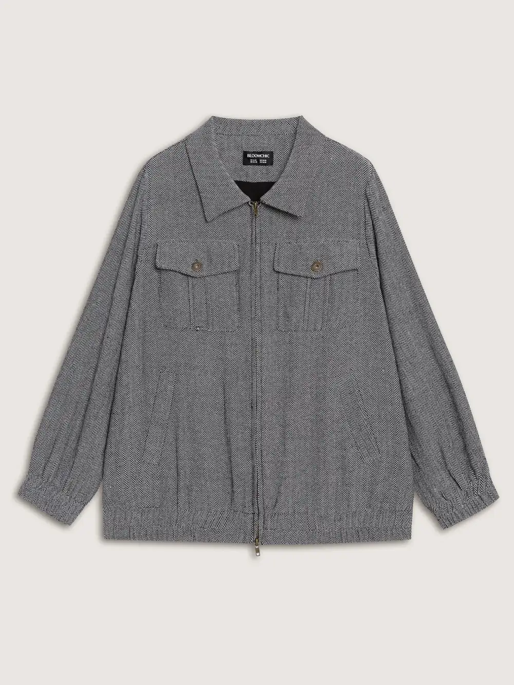 Ribbed Texture Chest Flaps Zipper Jacket