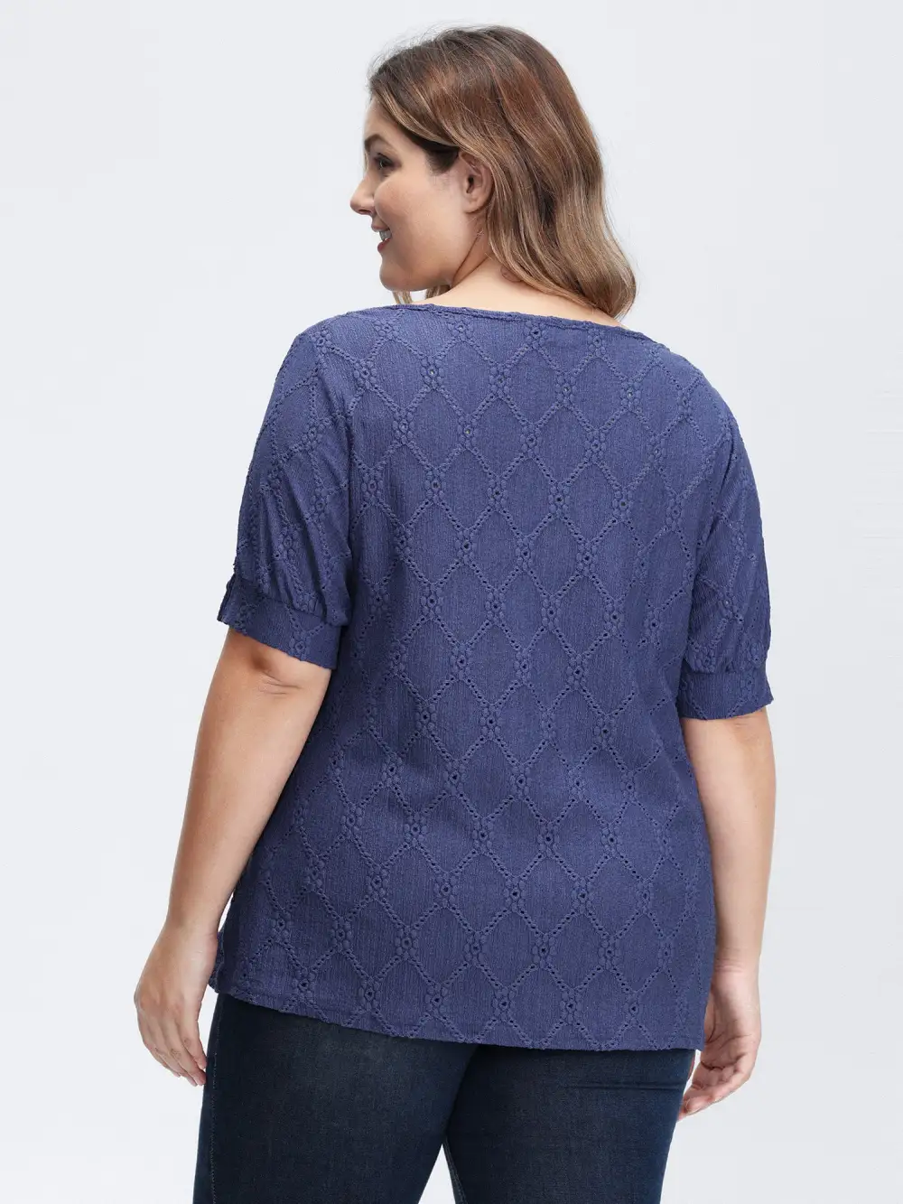Textured Cut-Out Neckline T-Shirt